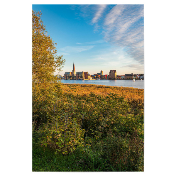 Poster "Stadt, Baum, Schilf, Fluss" artboxONE - Natur,Reise,Architektur,Städte / Weitere