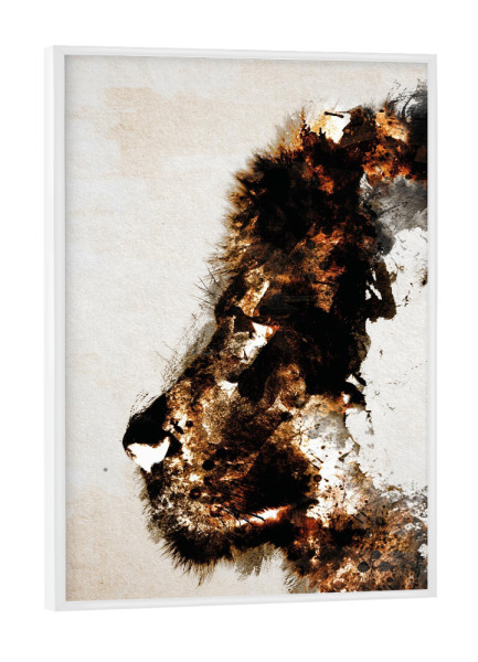 Poster mit weißem Rahmen "Löwenkontur" artboxONE - Tiere,Abstrakt - Löwe,Löwenkontur,Abstrakter löwe,Löwenkopf,Portrait,Tier