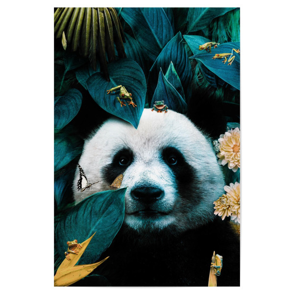 Poster 30x20 cm "Dschungel-Panda" artboxONE - Natur,Floral,Tiere - Panda,Pandabär,Bär,Dschungel,Blumen,Tier,Floral,Pflanzen,Blätter