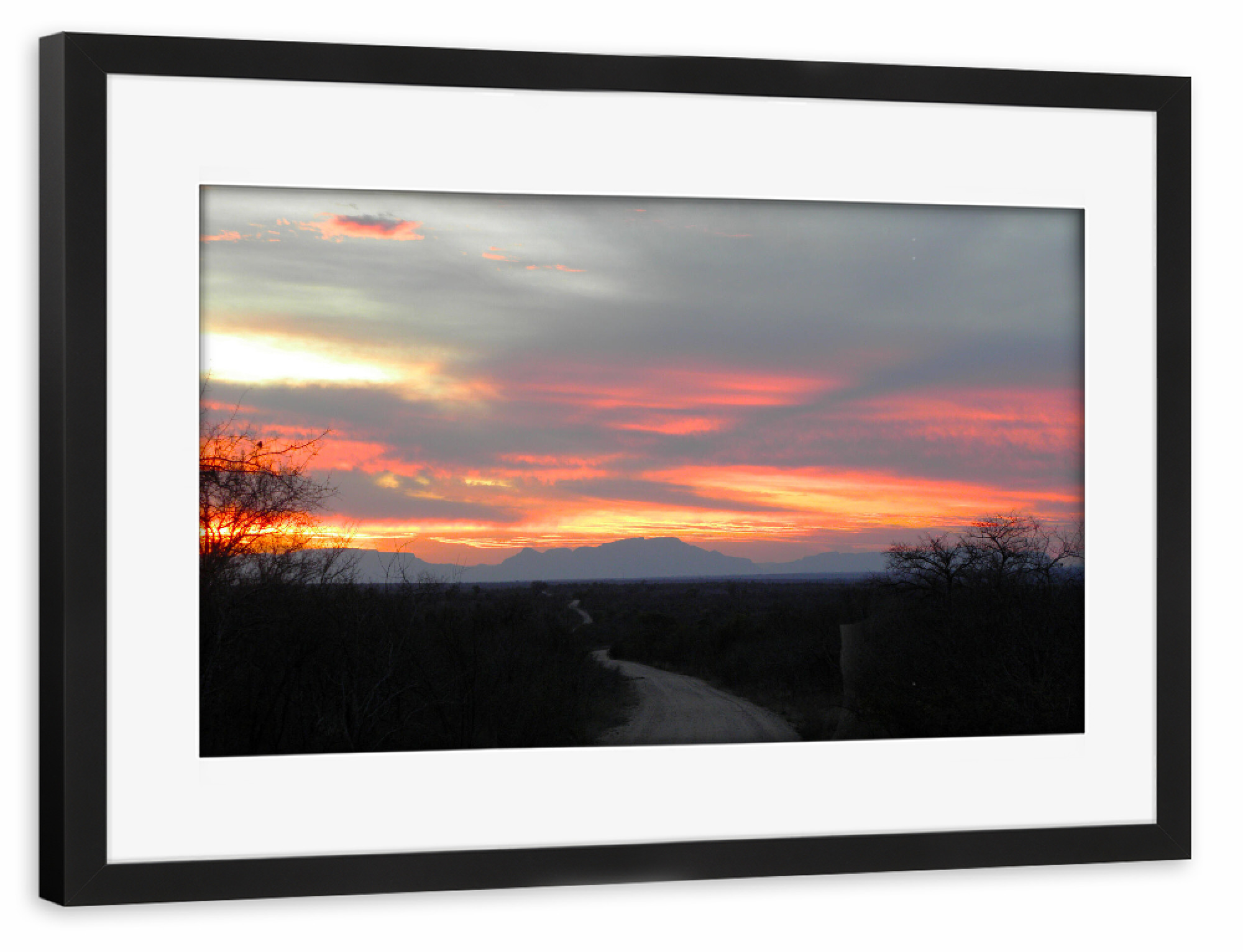 Poster mit Rahmen schwarz "Drakensberg Sunset" artboxONE - Natur,Reise,Reise / Afrika,Reise / Länder