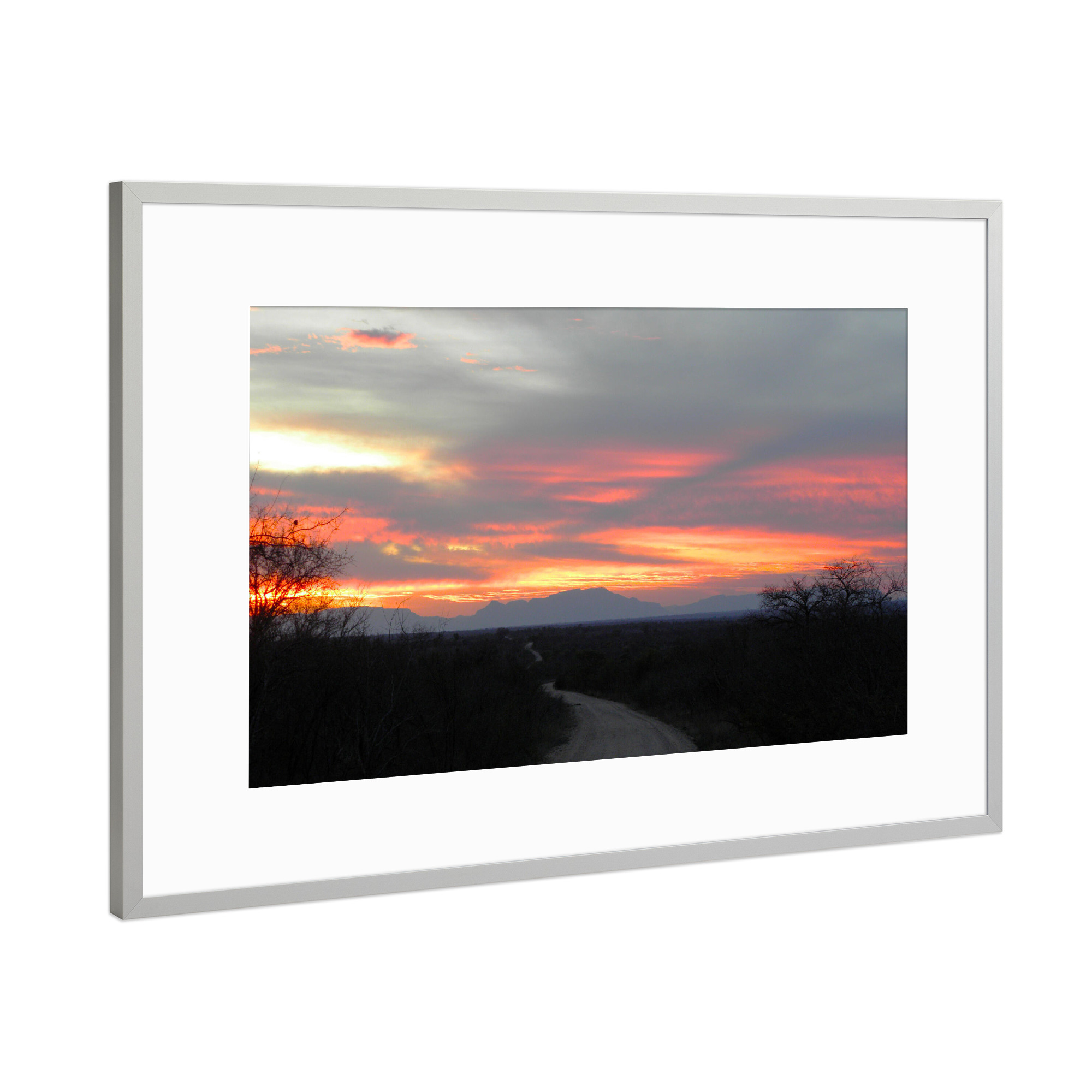 Poster mit Rahmen Silber "Drakensberg Sunset" artboxONE - Natur,Reise,Reise / Afrika,Reise / Länder