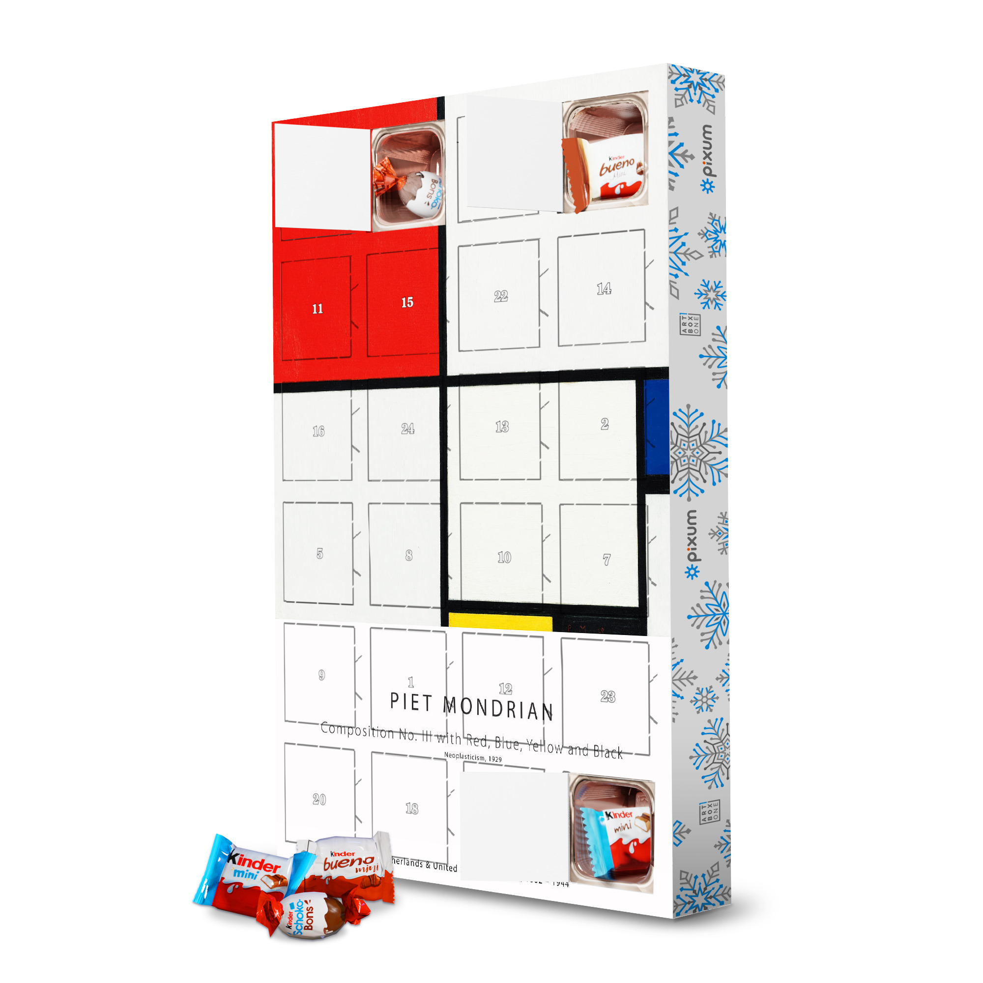 Adventskalender mit Produkten von Kinder Mondrian - Komposition I I I artboxONE Adventskalender Abstrakt