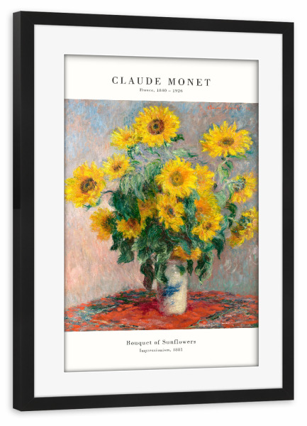 Poster mit Rahmen schwarz "Monet - Sonnenblumen" artboxONE - Natur,Floral