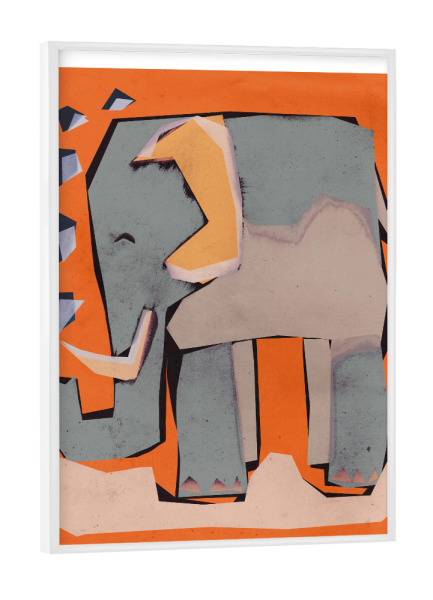 Poster mit weißem Rahmen "Happy Elephant" artboxONE - Tiere,Abstrakt