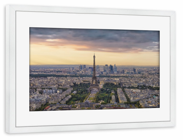 Poster mit Rahmen weiß "Sonnenuntergang in Paris" artboxONE - Städte,Reise,Architektur,Städte / Paris,Reise / Länder