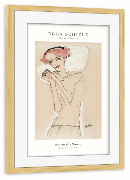 Poster mit Rahmen kiefer "Schiele - Portrait einer Frau Duo" artboxONE - Abstrakt,Menschen,Fashion