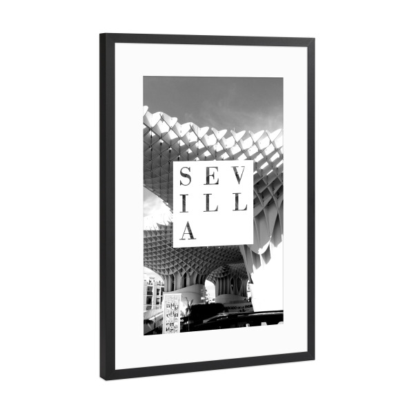 Poster mit Rahmen Schwarz (Metallic) "Sevilla sw" artboxONE - Typografie,Architektur,Städte / Weitere