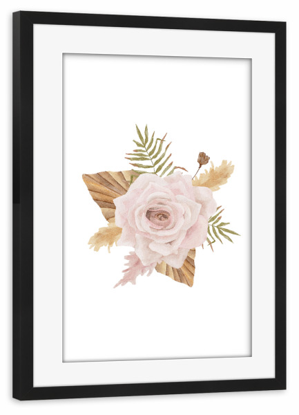 Poster mit Rahmen schwarz "Boho Aquarell Hochzeitsstrauß" artboxONE - Floral