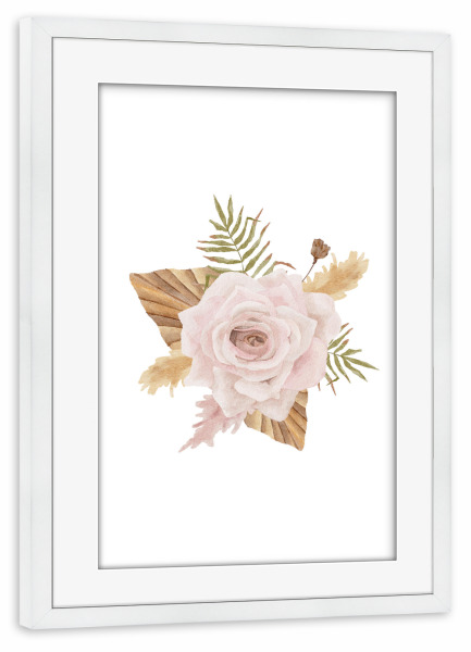 Poster mit Rahmen weiß "Boho Aquarell Hochzeitsstrauß" artboxONE - Floral
