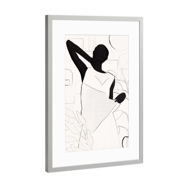Poster mit Rahmen Silber "Frau sauber minimalistisch" artboxONE - Abstrakt,Menschen,Geometrie - Frau,Mädchen,Sauber,Minimalismus,Modern,Female