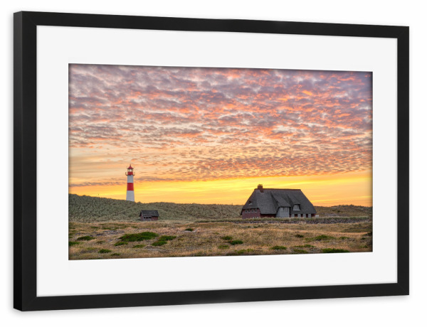 Poster mit Rahmen schwarz "Leuchtturm List-Ost auf Sylt" artboxONE - Natur,Reise,Reise / Strand und Meer