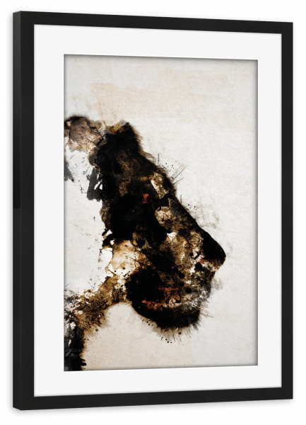 Poster mit Rahmen schwarz "Löwin Kontur" artboxONE - Tiere,Abstrakt - Löwin,Abstrakt,Löwinkopf,Löwinkontur,Tier
