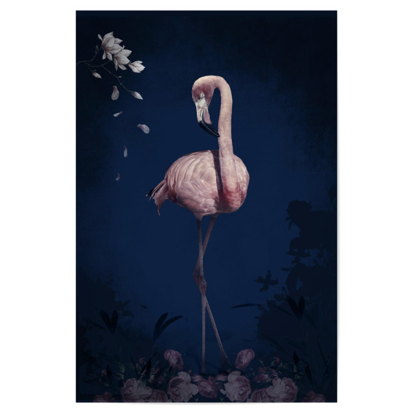 Poster 30x20 cm "Blumenflamingo" artboxONE - Natur,Floral,Tiere - Flamingo,Blumenflamingo,Rosa flamingo,Tier