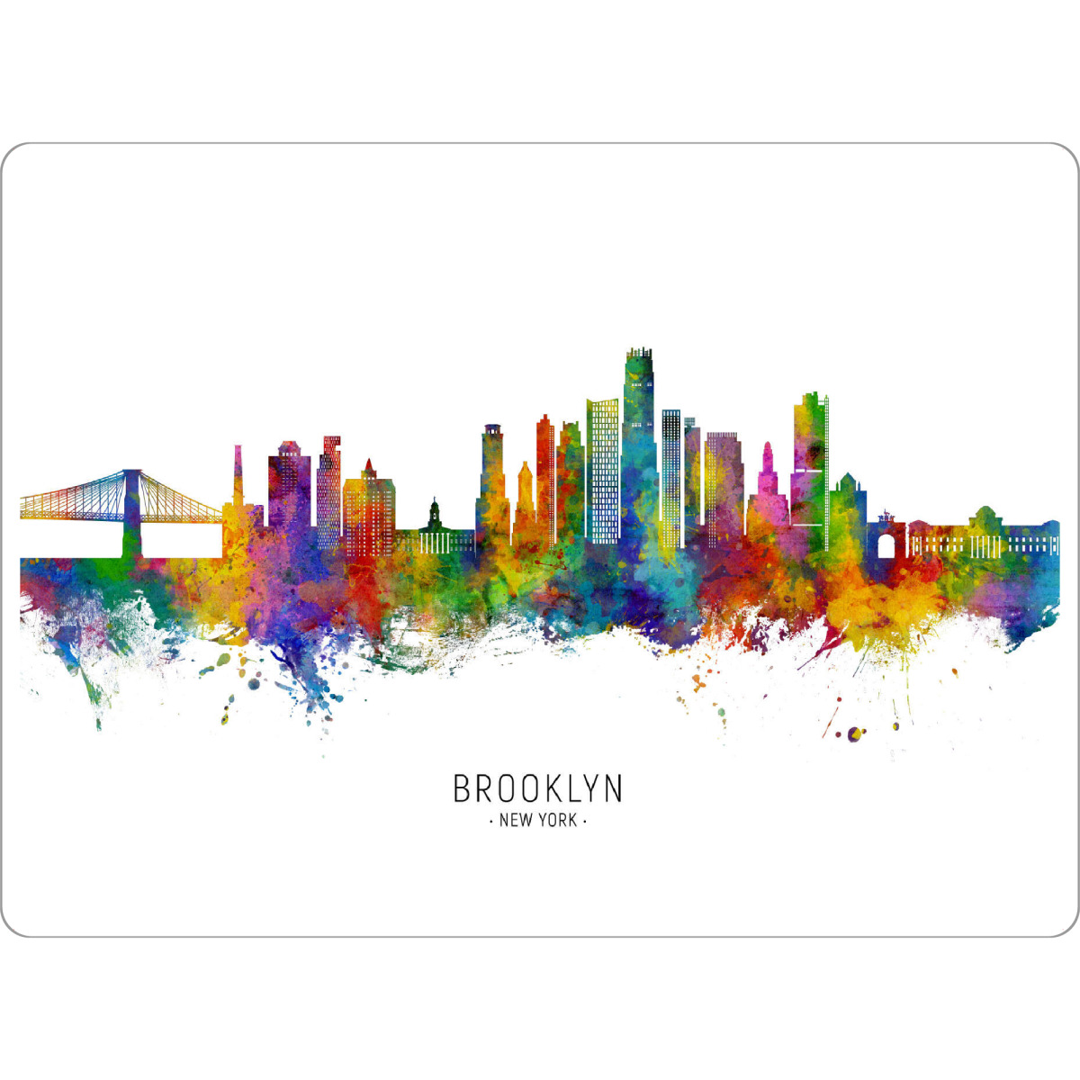 Tischset "Brooklyn New York Skyline txt" artboxONE - Städte - Brooklyn,New york,Skyline,Stadtbild,Stadtbild,Aquarell,Malerei - Bild brooklyn