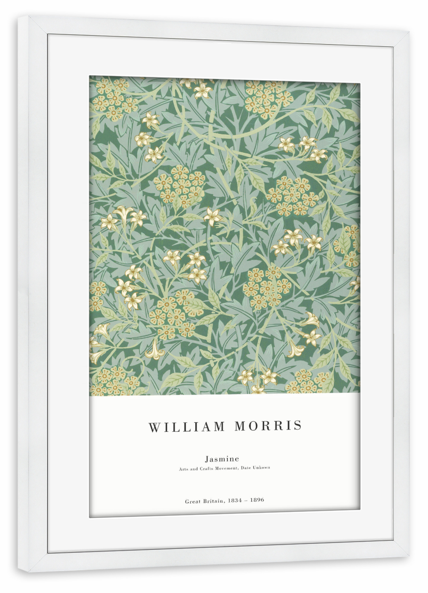 Poster mit Rahmen weiß "William Morris - Jasmine" artboxONE - Natur,Floral - Blume,Blüte,Floral,Muster,Botanik,Morris,Kunstwerk,Malerei,Gemälde,Kunst