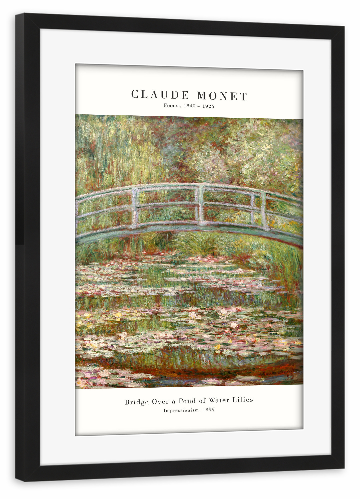 Poster mit Rahmen schwarz "Monet - Brücke über den Seerosen" artboxONE - Natur