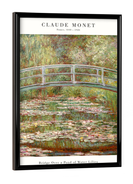 Poster mit schwarzem Rahmen "Monet - Brücke über den Seerosen" artboxONE - Natur