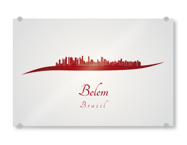 Acrylglasbild "Belem-Skyline in Rot" artboxONE - Städte,Architektur - Skyline,Stadt,Denkmäler,Metropole,Reise,Tourismus,Geschenk,Rot,Belem