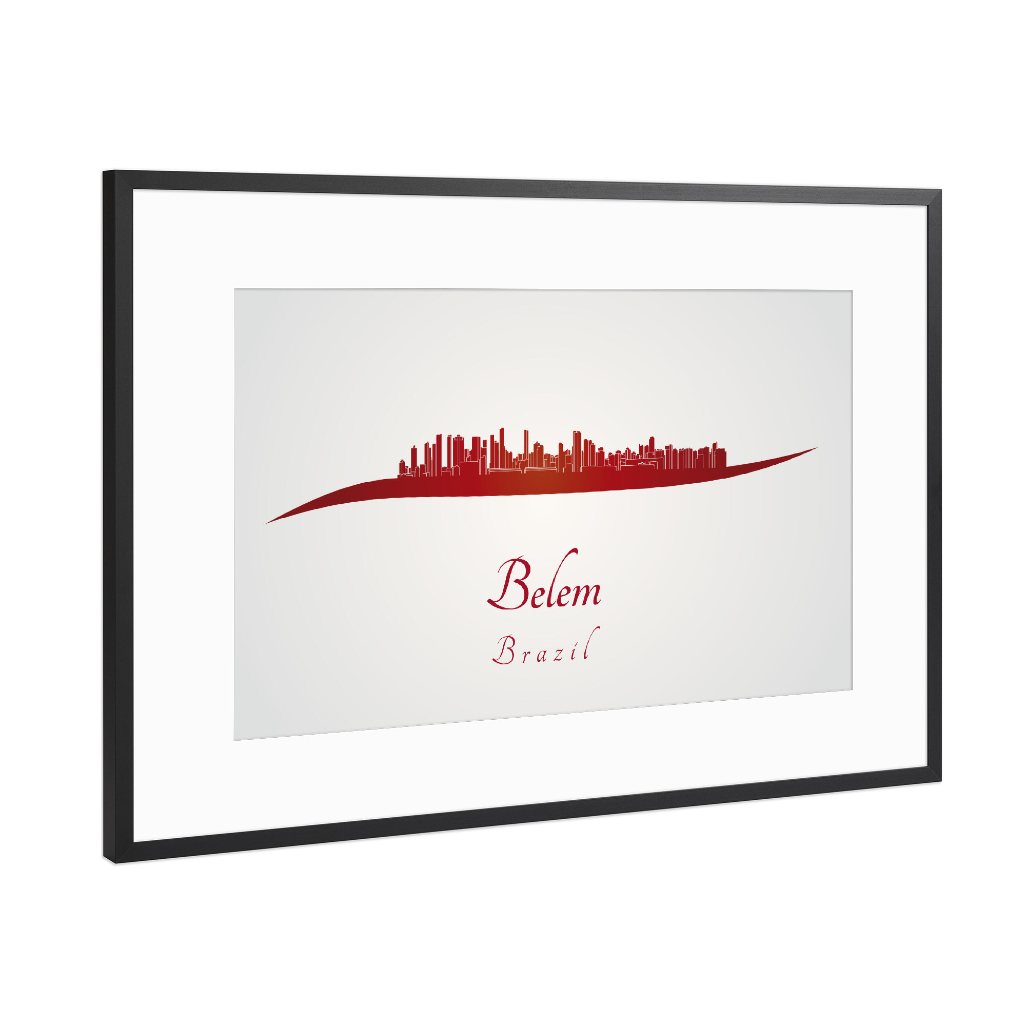 Poster mit Rahmen Schwarz (Metallic) "Belem-Skyline in Rot" artboxONE - Städte,Architektur