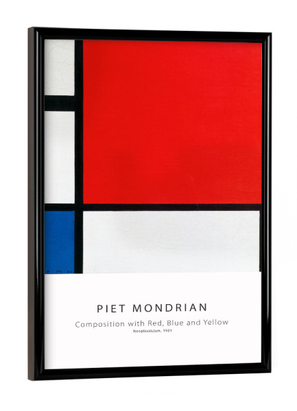 Poster mit schwarzem Rahmen "Mondrian - Komposition Rot & Blau" artboxONE - Abstrakt