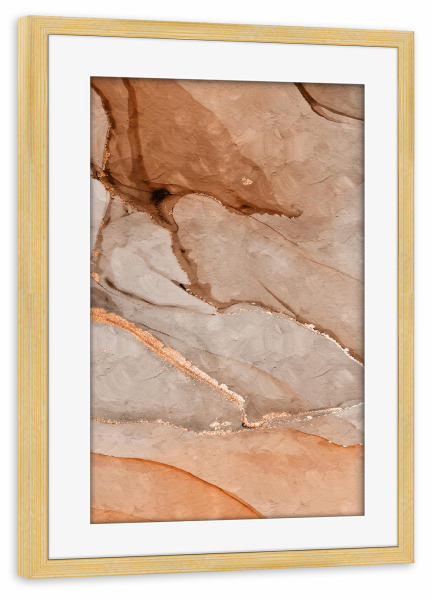 Poster mit Rahmen kiefer "Abstrakter Sand" artboxONE - Abstrakt - Abstrakt,Abstrakte kunst,Abstrakt,Gold,Golden,Orange