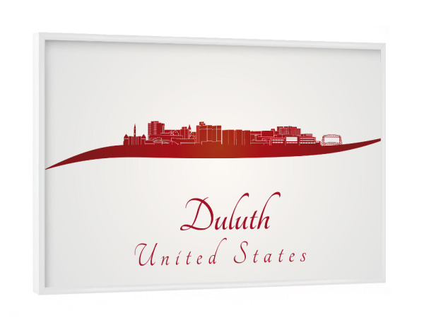 Poster mit weißem Rahmen "Duluth-Skyline in Rot" artboxONE - Städte,Architektur