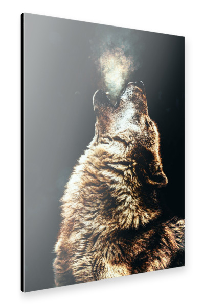 Alu-Dibond "Heulender Wolf" 30x20 cm artboxONE