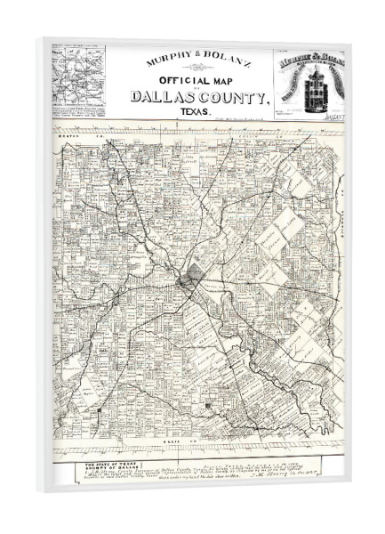Poster mit weißem Rahmen "Alte Karte von Dallas County" artboxONE - Kartografie