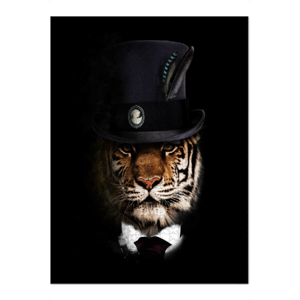 Puzzle Ravensburger "Klasse Tiger" artboxONE - Tiere - Tiger,Tiger mit hut,Edler tiger,Tigerkopf,Tier - Bild tiger