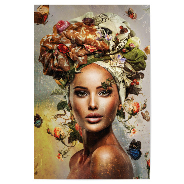 Poster 30x20 cm "Blumenfrau Mitte" artboxONE - Floral,Menschen - Blumenfrau,Frau,Frauengesicht,Frauenkopf,Blumen,Blumen,Botanisch