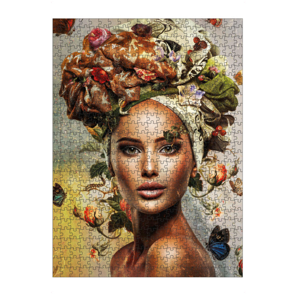 Puzzle Ravensburger "Blumenfrau Mitte" artboxONE - Floral,Menschen - Blumenfrau,Frau,Frauengesicht,Frauenkopf,Blumen,Blumen,Botanisch