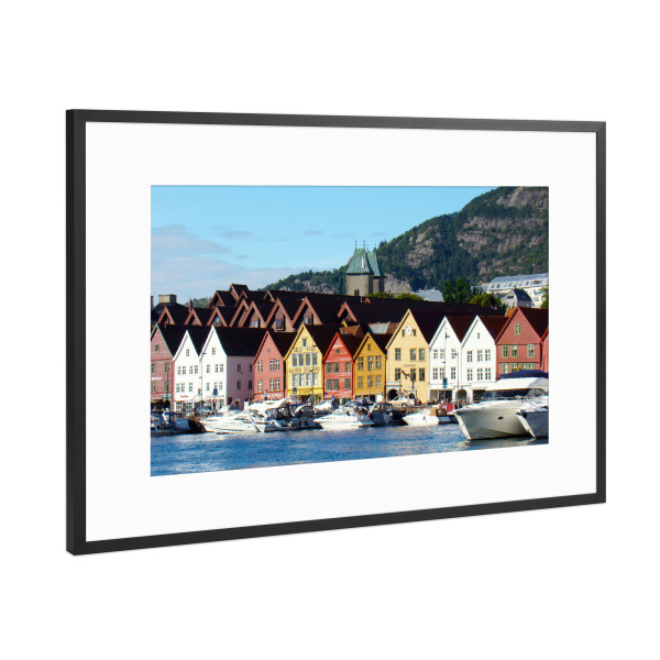 Poster mit Rahmen Schwarz (Metallic) "Tyske Bryggen, Bergen" artboxONE - Städte,Reise / Strand und Meer,Reise / Länder