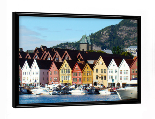 Poster mit schwarzem Rahmen "Tyske Bryggen, Bergen" artboxONE - Städte,Reise / Strand und Meer,Reise / Länder