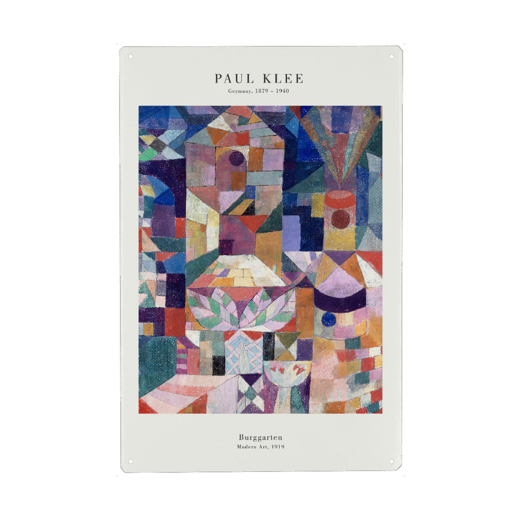 Metall Poster "Klee - Burggarten" artboxONE - Abstrakt,Architektur - Klee,Expressionismus,Abstrakt,Modern,Form,Burg,Schloss,Kunst,Malerei,Gemälde