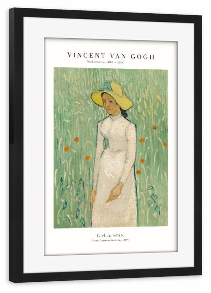 Poster mit Rahmen schwarz "Van Gogh - Mädchen in weiß" artboxONE - Menschen
