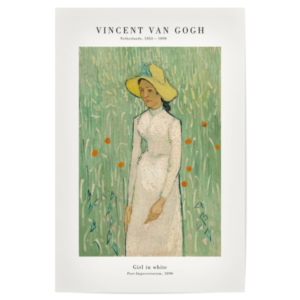 Poster 30x20 cm "Van Gogh - Mädchen in weiß" artboxONE - Menschen - Frau,Mädchen,Kleid,Mode,Fashion,Kunstdruck,Portrait,Porträt,Kunst,Malerei,Gemälde