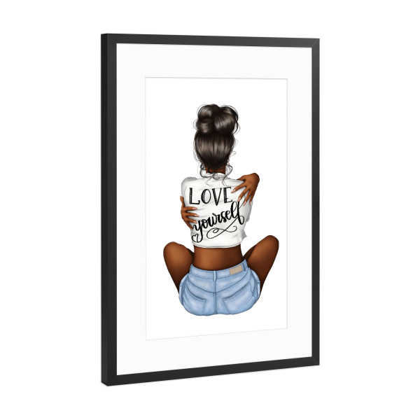 Poster mit Rahmen Schwarz (Metallic) "Selbstliebe Afroamerikaner" artboxONE - Liebe,Fashion,Lustig