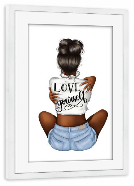 Poster mit Rahmen weiß "Selbstliebe Afroamerikaner" artboxONE - Liebe,Fashion,Lustig