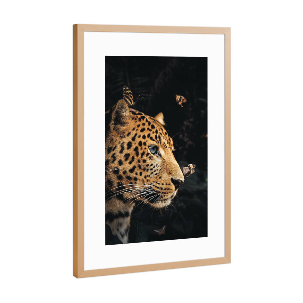 Poster mit Rahmen Kupfer "Leopardenpaar links" artboxONE - Floral,Tiere
