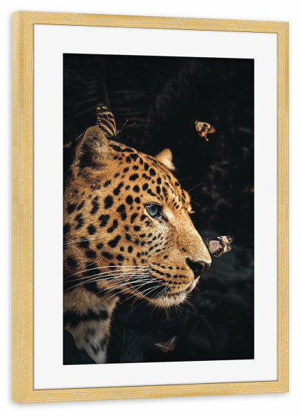 Poster mit Rahmen kiefer "Leopardenpaar links" artboxONE - Floral,Tiere