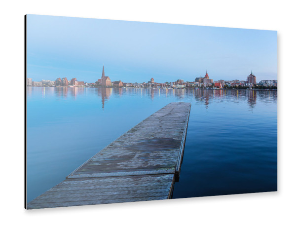 Alu-Dibond "Himmel, Stadt, Warnow, Steg" 30x20 cm artboxONE