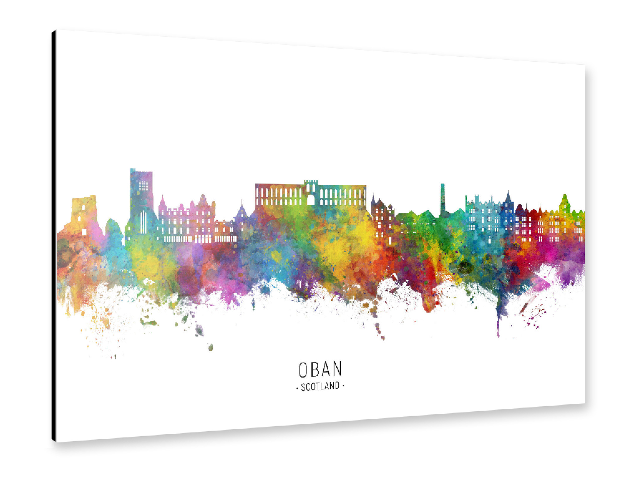 Alu-Dibond "Oban Scotland Skyline txt" 75x50 cm artboxONE