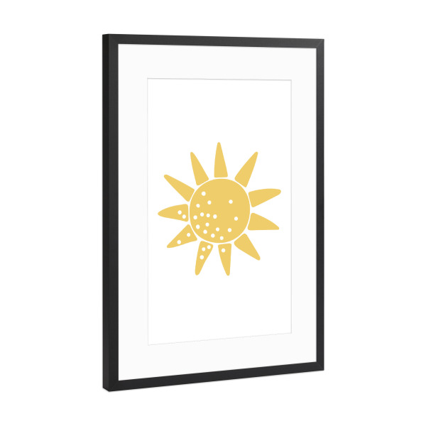 Poster mit Rahmen Schwarz (Metallic) "Babysonne druckbare Boho" artboxONE - Für Kinder