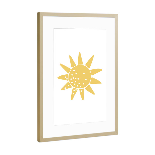 Poster mit Rahmen Gold "Babysonne druckbare Boho" artboxONE - Für Kinder - Sonne,Boho,Abstrakt,Kunst,Druck,Sonne,Digital,Baby,Kind,Kinder,Baby sun