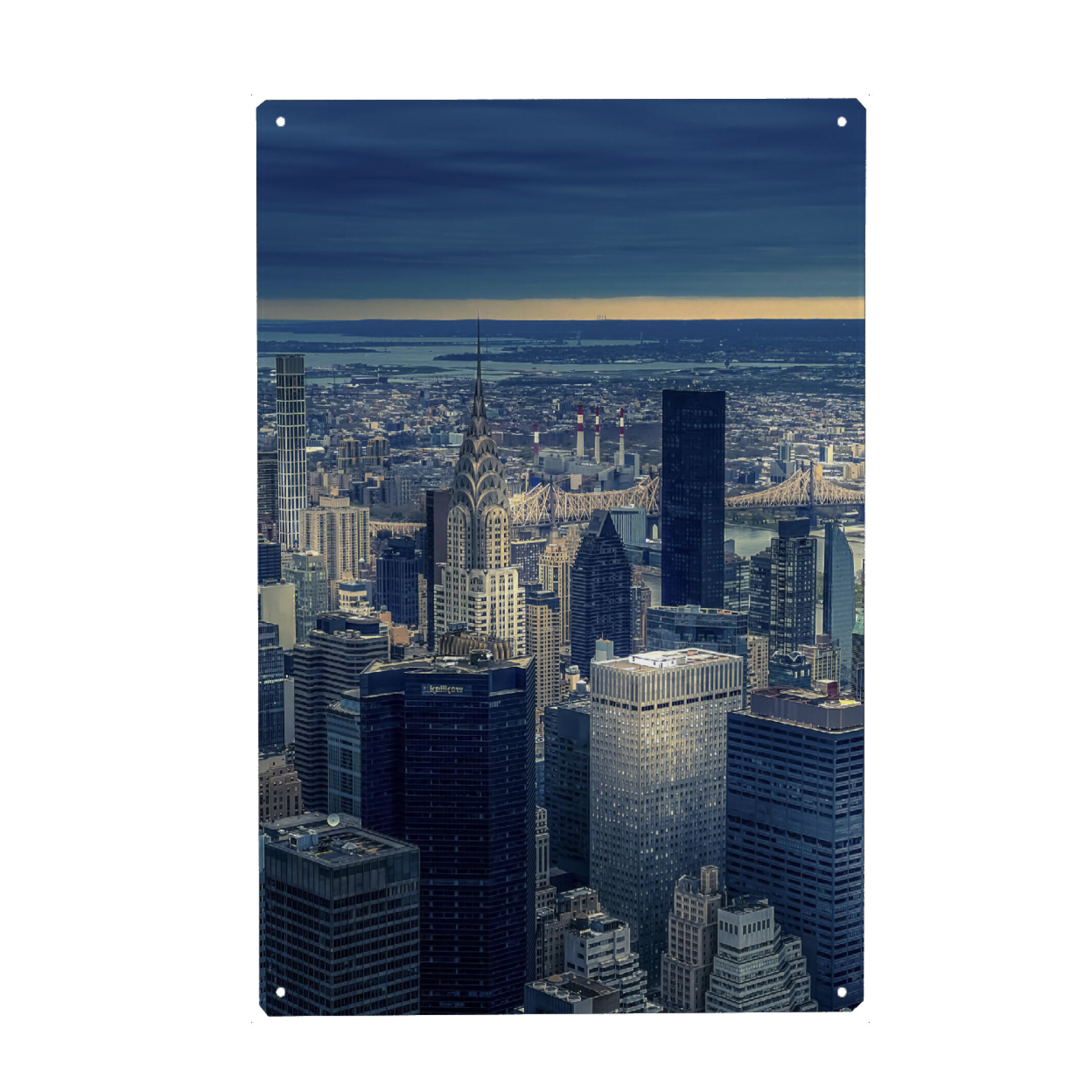 Metall Poster "Blaues Manhattan" artboxONE - Städte,Städte / New York,Reise,Architektur,Reise / Länder