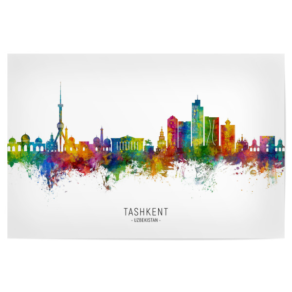 Poster 30x20 cm "Taschkent Usbekistan Skyline txt" artboxONE - Städte - Taschkent,Usbekistan,Skyline,Stadtbild,Stadtbild,Aquarell,Malerei