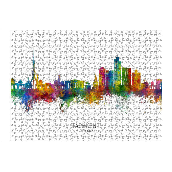 artboxONE Puzzle "Taschkent Usbekistan Skyline txt" artboxONE - Städte - Taschkent,Usbekistan,Skyline,Stadtbild,Stadtbild,Aquarell,Malerei