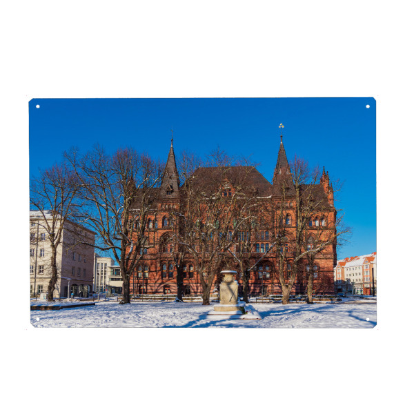 Metall Poster "Schnee, Bäume, Ständehaus" artboxONE - Natur,Reise,Architektur,Städte / Weitere