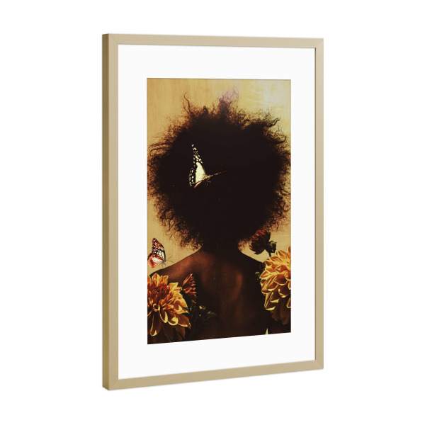 Poster mit Rahmen Gold "Afrikanischer Sommer" artboxONE - Natur,Floral,Menschen - Frauen,Afrika,Afrikanische frauen,Sommer,Sonnenblumen