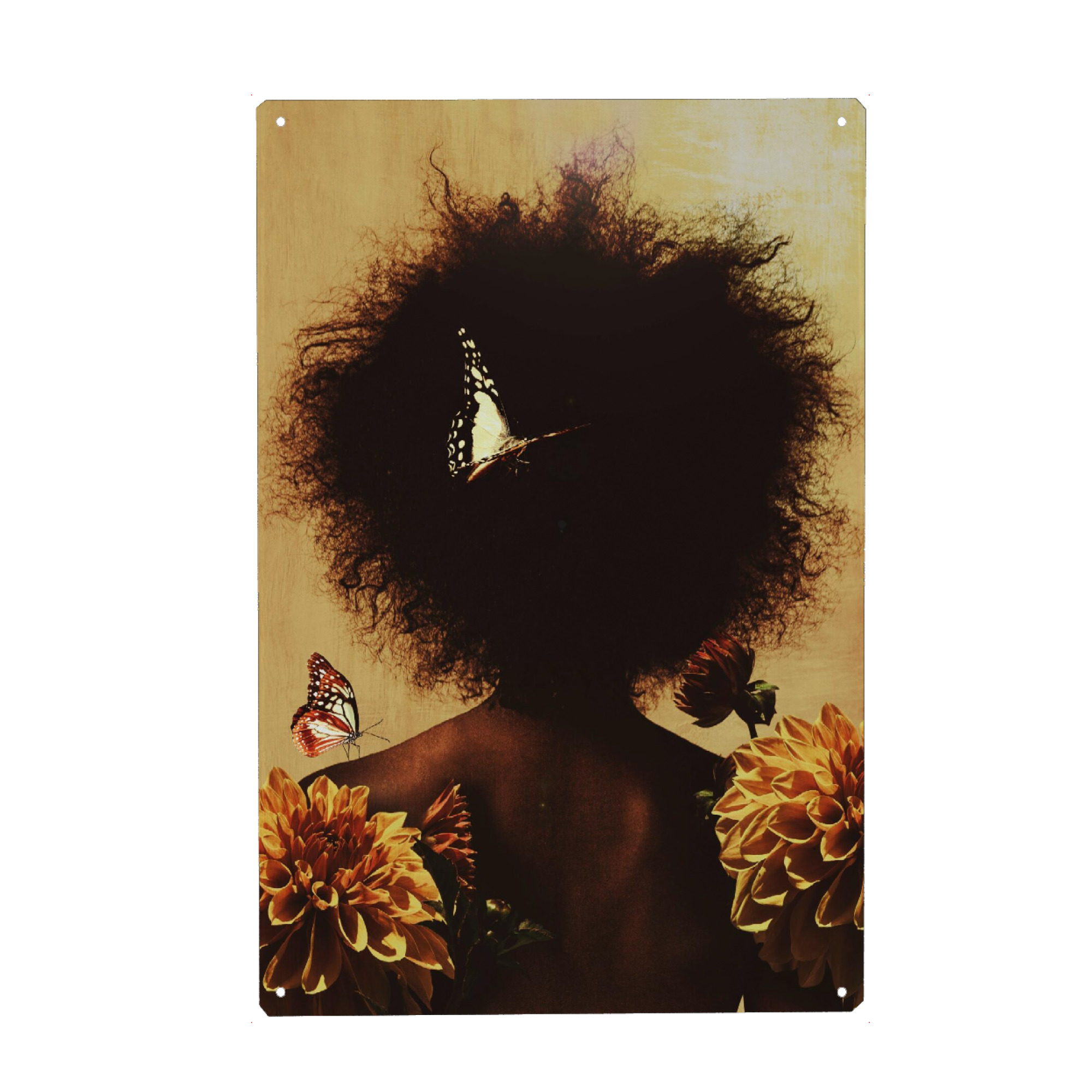 Metall Poster "Afrikanischer Sommer" artboxONE - Natur,Floral,Menschen - Frauen,Afrika,Afrikanische frauen,Sommer,Sonnenblumen - Blechschild